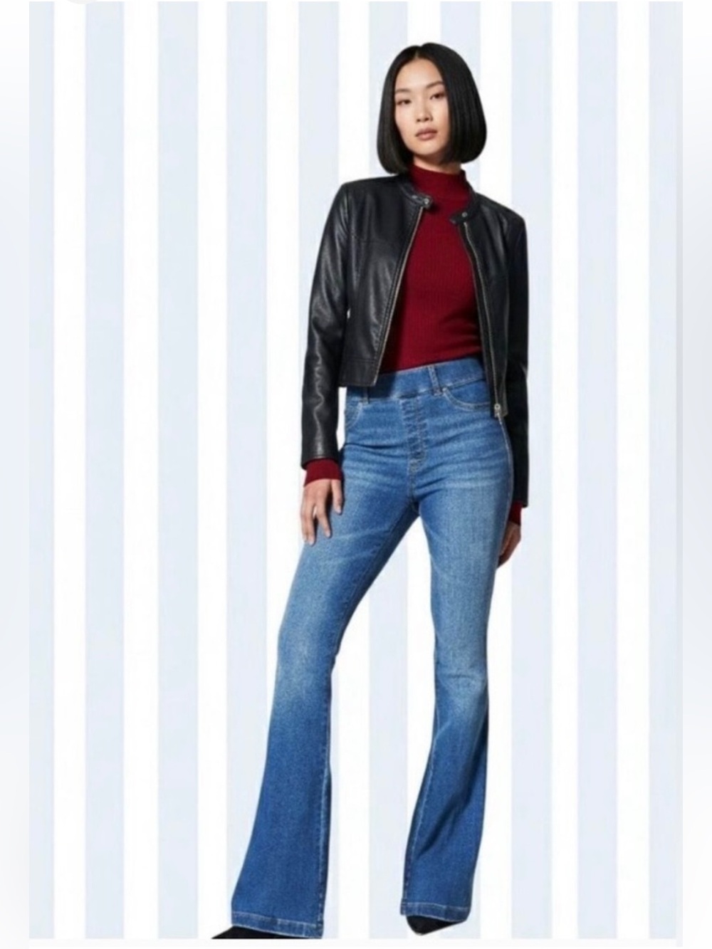 SPANX Brand New Pull On Denim Flare Jeans size XL Vintage Indigo